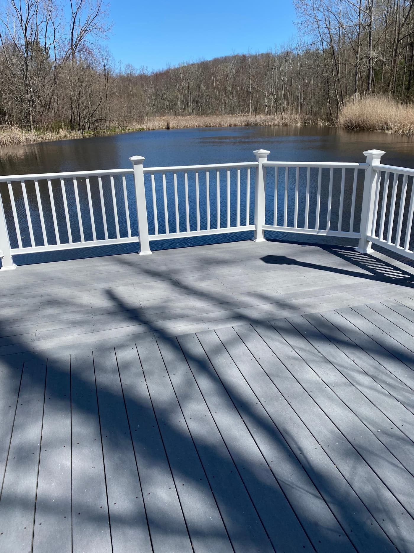 Beautifully restored deck overlooking a pond in Connecticut